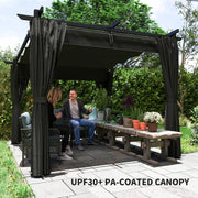 Dark Grey 3 x 3 m Retractable Roof Pergola with Curtains for Garden by Outsunny
