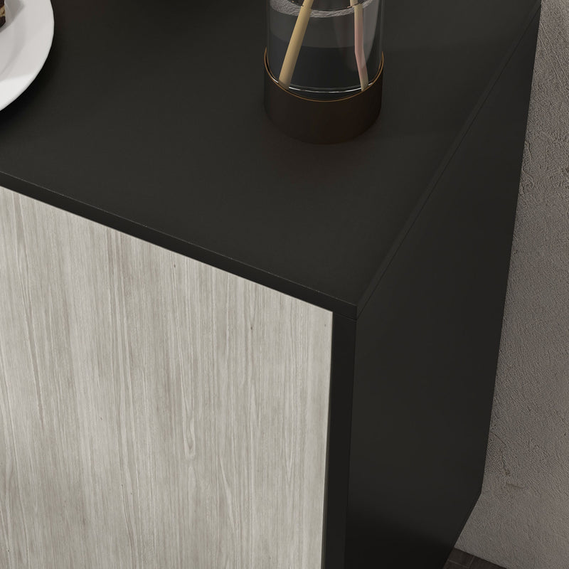 Kitchen Sideboard Storage Cabinet With Adjustable Shelves Ideal for Living Room, Black