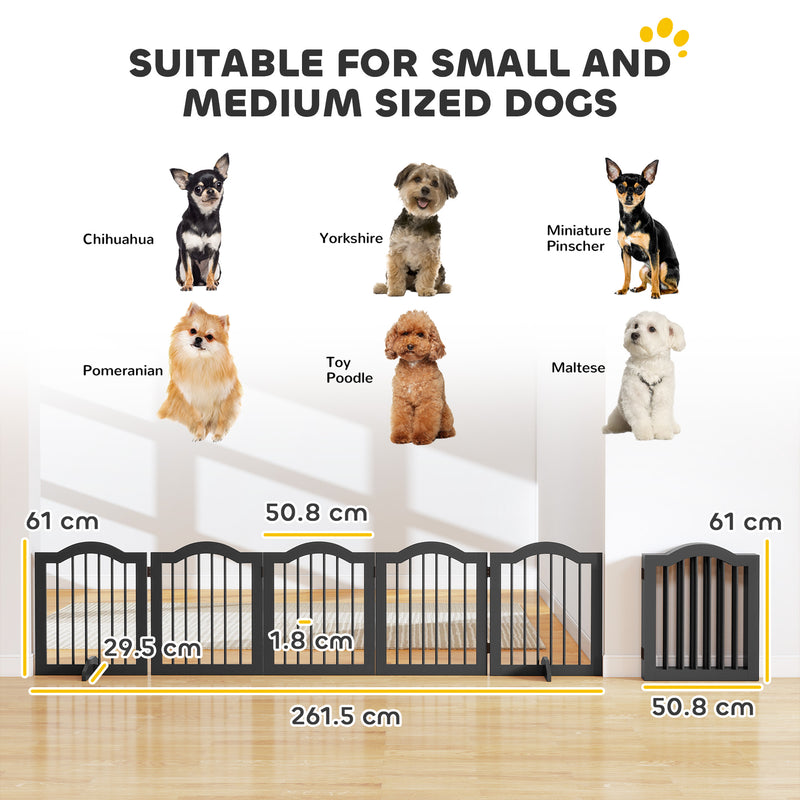 Freestanding Foldable Wooden Puppy Gate for Doorways and Hallways Black