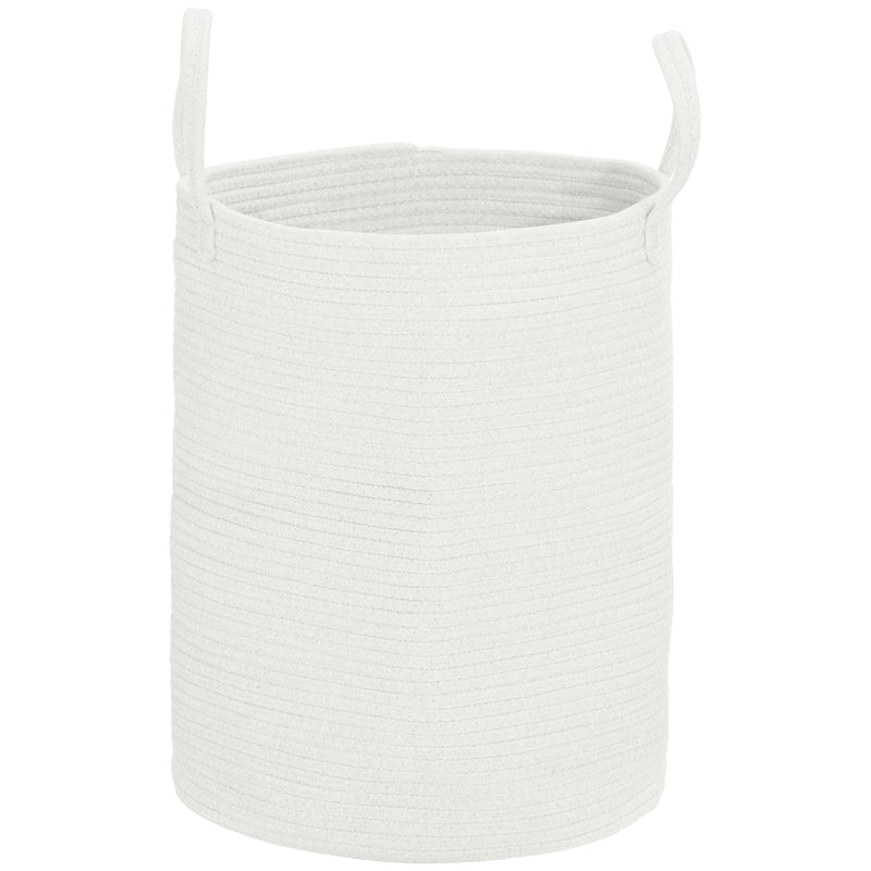 36L Cotton Rope Laundry Basket With Handles Ideal For Bedroom Or Bathroom, Cream White