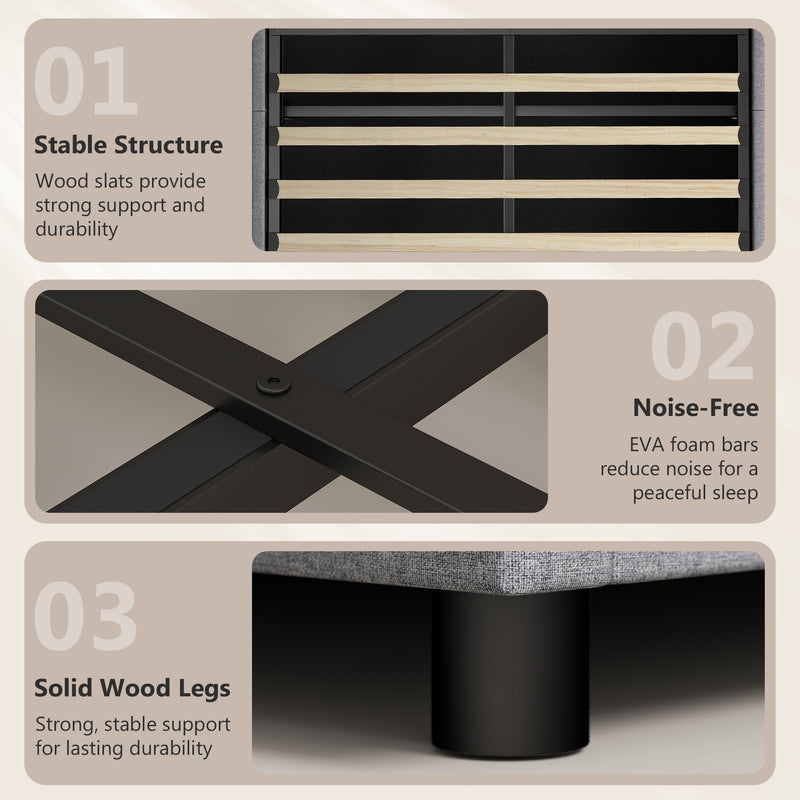 King Size Ottoman Storage Bed Frame with USB Charging and LED Lighting Dark Grey AOSOM