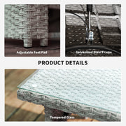 4 Piece Rattan Garden Furniture Set Navy Blue With Glass Table by Outsunny