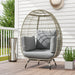 Charcoal Grey Rattan Egg Chair with Cushions and Pillows for Garden or Patio by Outsunny