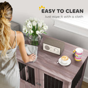 Dog Crate Table for Medium and Large Dogs with Magnetic Door Indoor Use Purple by PawHut