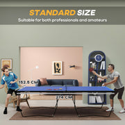 SPORTNOW 9FT Folding Tennis Table, with 8 Wheels, for Indoor Use, Blue AOSOM