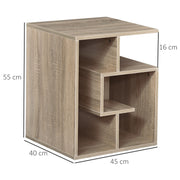 Set of 2 Three Tier Side Tables with Open Storage for Living Room or Bedroom, Oak