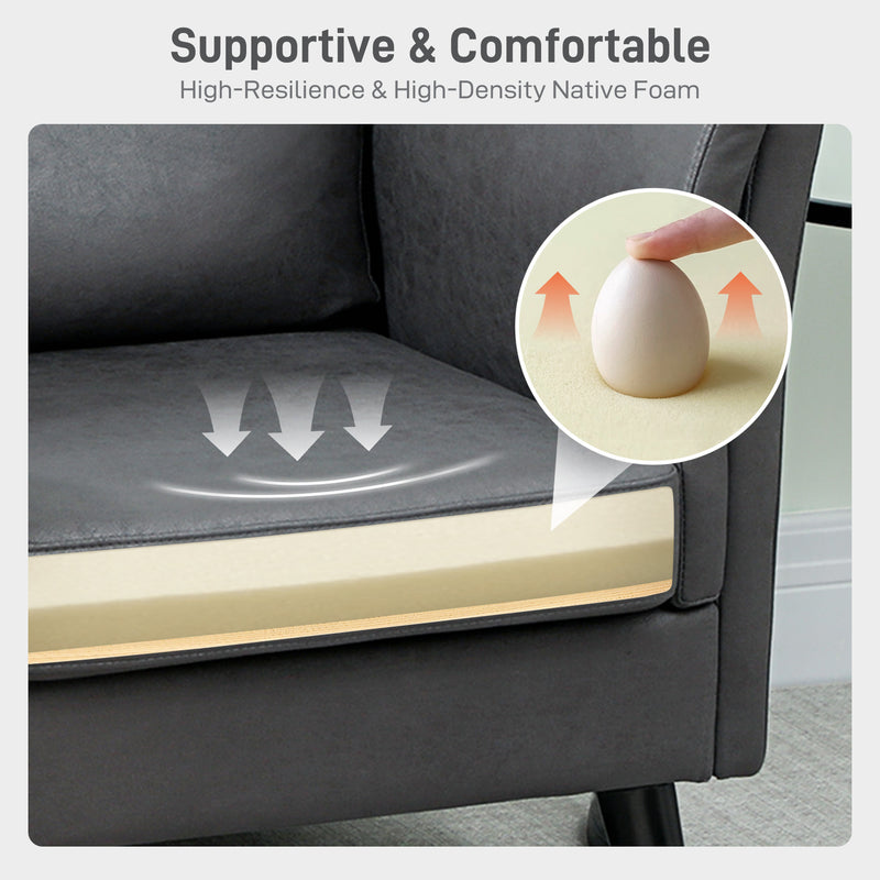 Two Seater Grey Leathaire Sofa With Padded Cushions For Living Room Comfort