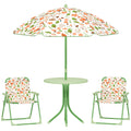 4 Piece Kids Garden Table and Chair Set with Adjustable Parasol Foldable Design Green by AIYAPLAY