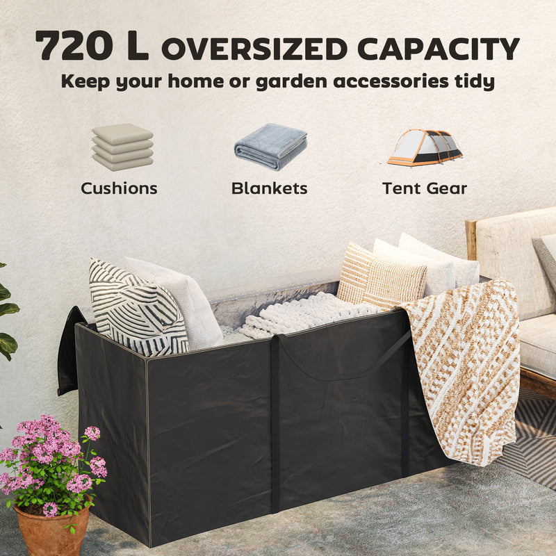Black 720L Waterproof Garden Cushion Storage Bag for Outdoor Furniture by Outsunny