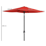 Wine Red Rectangular Garden Parasol 2 x 3m With Crank Tilt and Aluminium Pole by Outsunny