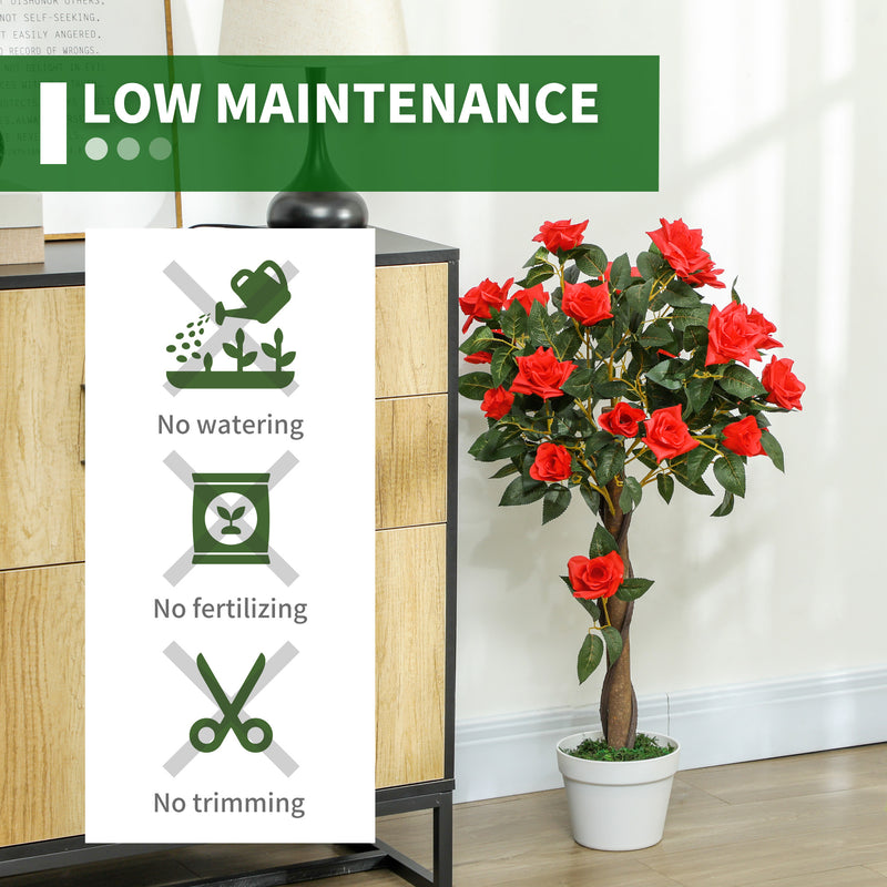 Set of 2 Artificial White Rose Plants in Pots 90cm Indoor Outdoor Decor by Outsunny