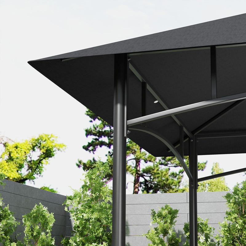 Grey BBQ Grill Gazebo with Shelves 150 x 240cm by Outsunny