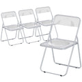 Folding Chairs Set of 4 Space Saving Clear Acrylic for Kitchen Dining or Home Office AOSOM