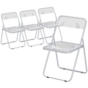 Folding Chairs Set of 4 Space Saving Clear Acrylic for Kitchen Dining or Home Office AOSOM