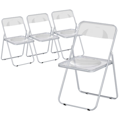 Folding Chairs Set of 4 Space Saving Clear Acrylic for Kitchen Dining or Home Office AOSOM