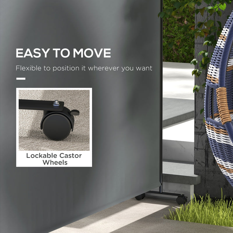 Dark Grey Outdoor Privacy Screen with Wheels 183 x 181cm Ideal for Garden or Patio