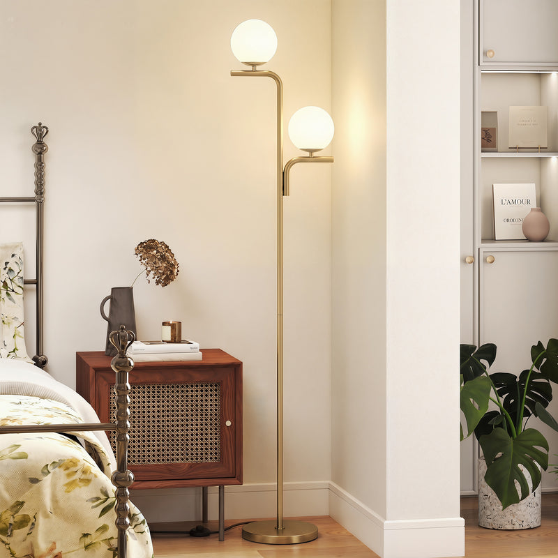 Floor Lamp with Adjustable Light Temperatures and Foot Switch for Living Room or Bedroom