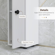 Slim 180cm Light Grey Bathroom Cabinet with Drawer Shelves and Cupboards for Extra Storage