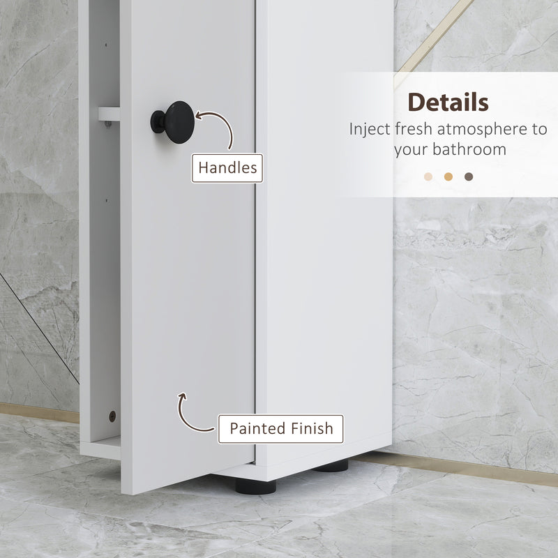 Slim 180cm Light Grey Bathroom Cabinet with Drawer Shelves and Cupboards for Extra Storage