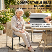 Rattan Garden Dining Set for 6 with Cushioned Chairs and Easy Clean Table Light Brown Outsunny