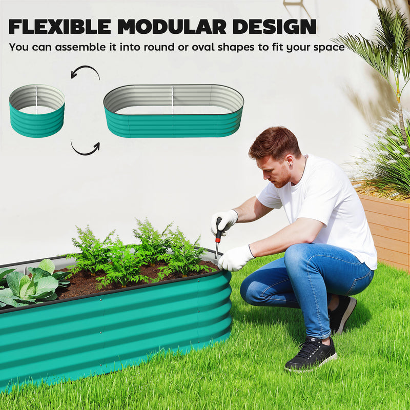 Galvanised Raised Garden Beds Set of 2 for Easy Outdoor Planting with Open Bottom