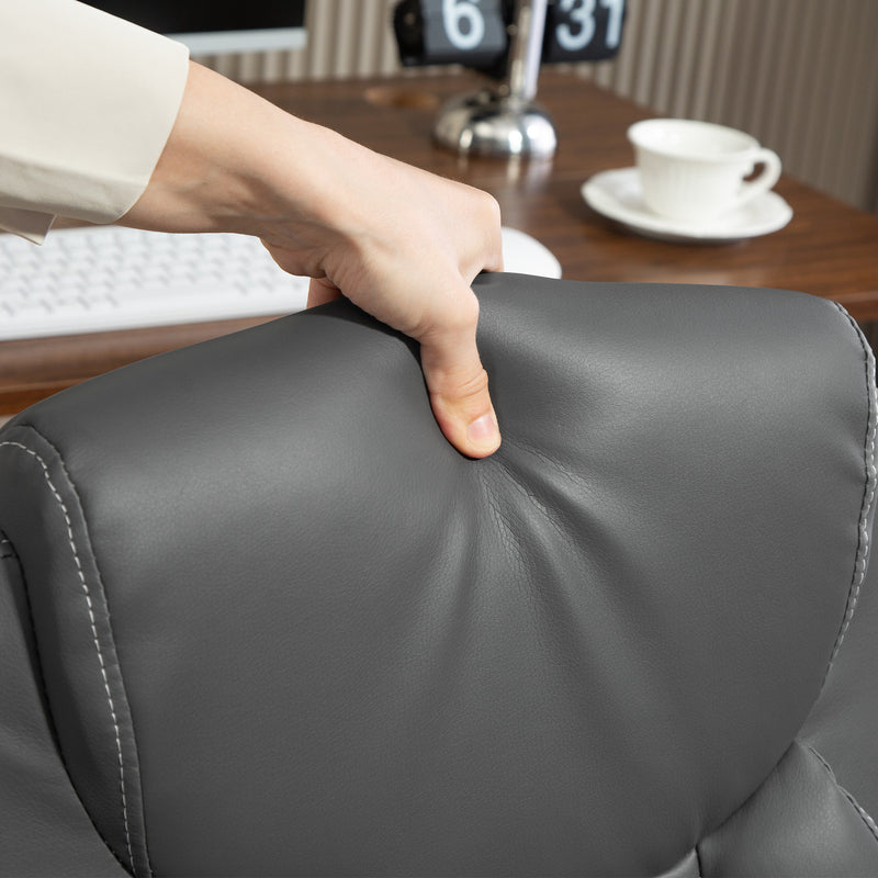 Ergonomic Faux Leather Office Chair With Flip Up Armrests For Home Or Office, Charcoal Grey