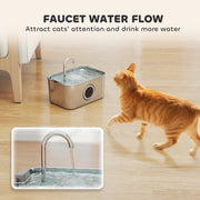 3.2L Stainless Steel Cat Water Fountain with Silent Pump and Visible Water Level Window