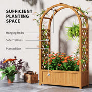 Wooden Raised Garden Bed with Trellis and Liner for Climbing Plants and Flowers by Outsunny