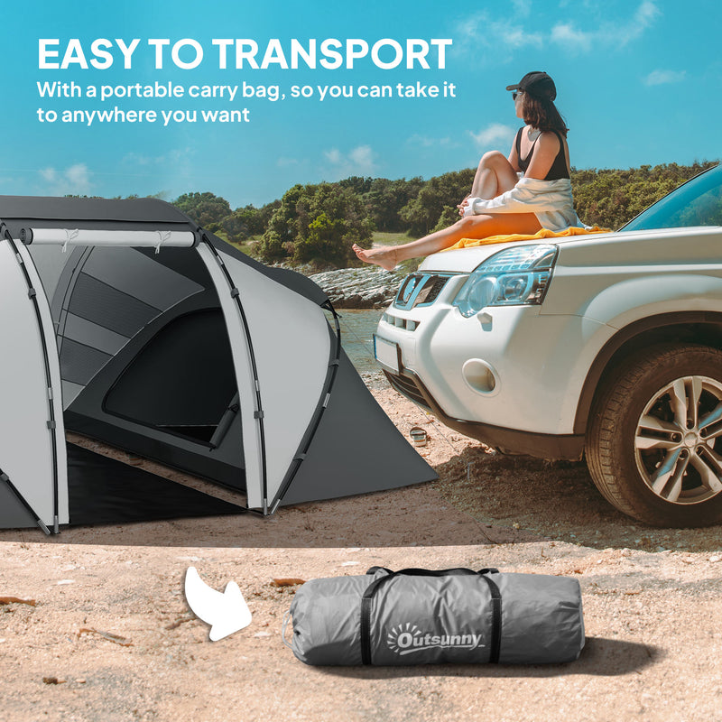 Tunnel Tent with Two Bedrooms and Living Area for 4 to 6 People Charcoal Grey White