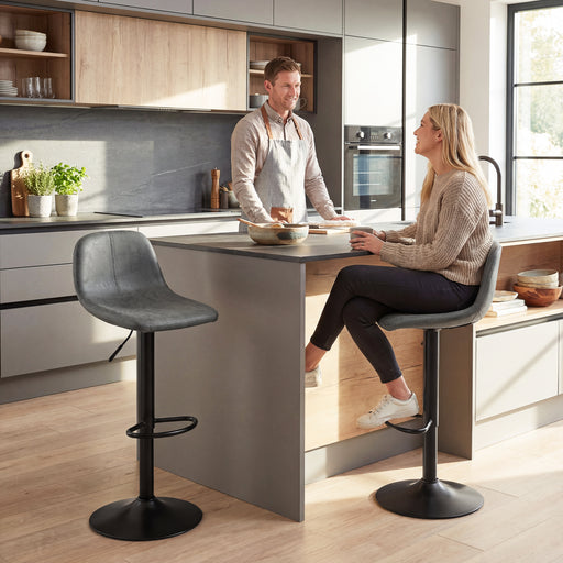 Adjustable Bar Stools Set of 2 with Swivel Seats and Floor Protection Grey AOSOM