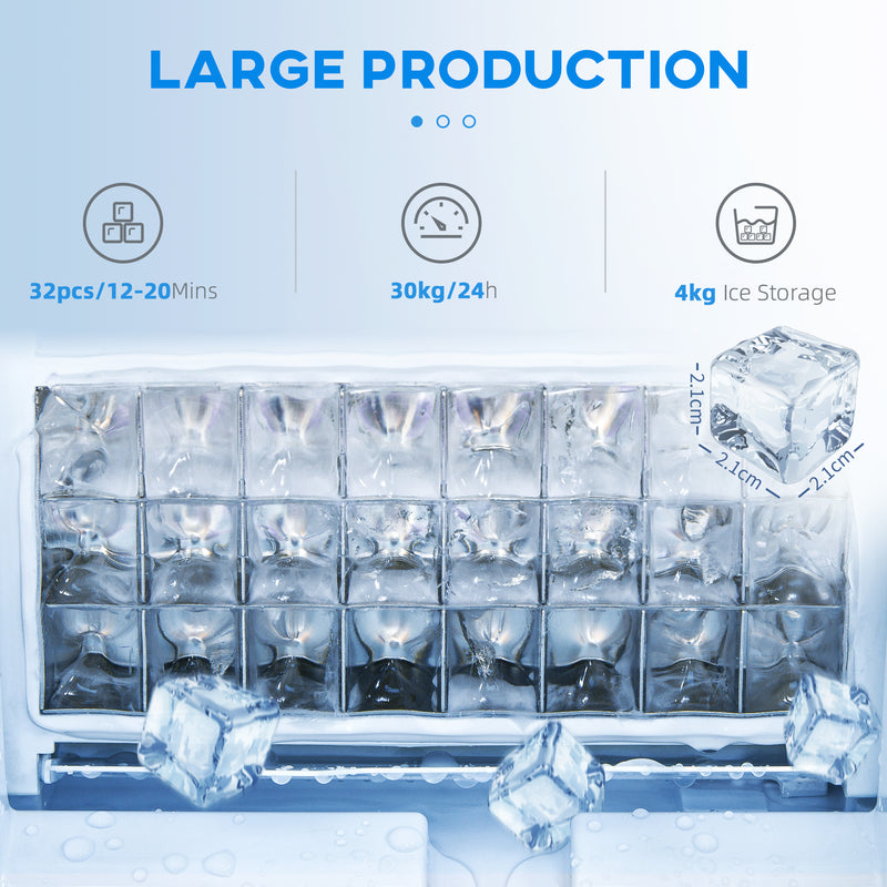 Commercial Ice Maker | 30kg Daily Output | Dual Water Supply | Black