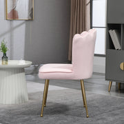 Set of 2 Velvet Shell Dining Chairs with Gold Legs for Kitchen or Lounge Pink