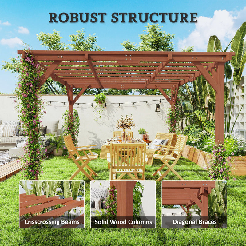 Wooden Garden Pergola Kit Trellis for Climbing Plants and Vines 3.3 x 3.3m by Outsunny