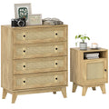 Bedroom Furniture Set with 4 Drawer Chest and Bedside Table for Organised Spaces Natural
