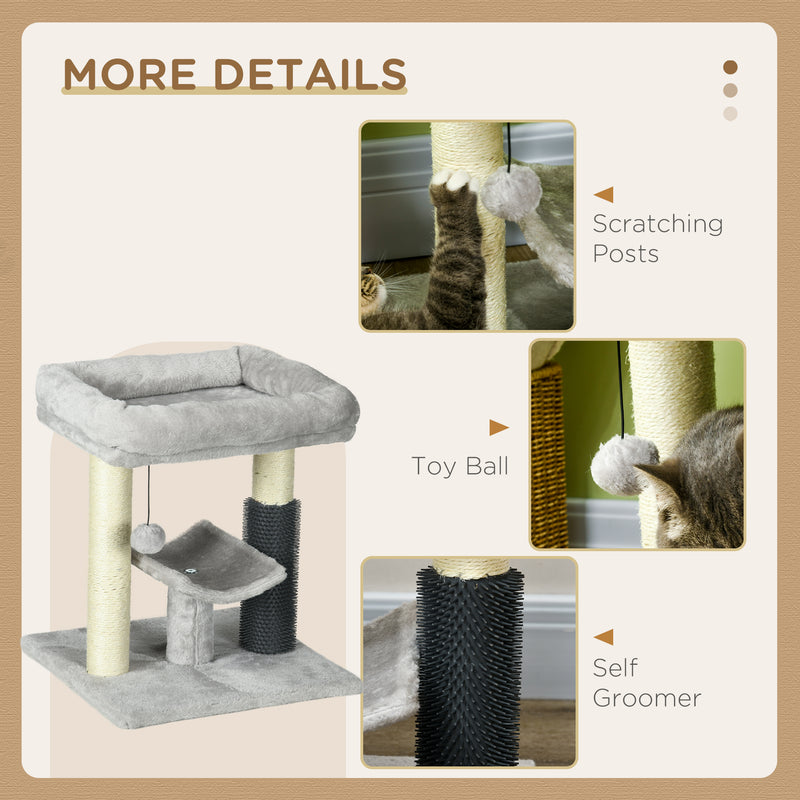 Cat Tree Tower With Scratching Posts Bed Perch Self Groomer And Toy For Indoor Cats Grey