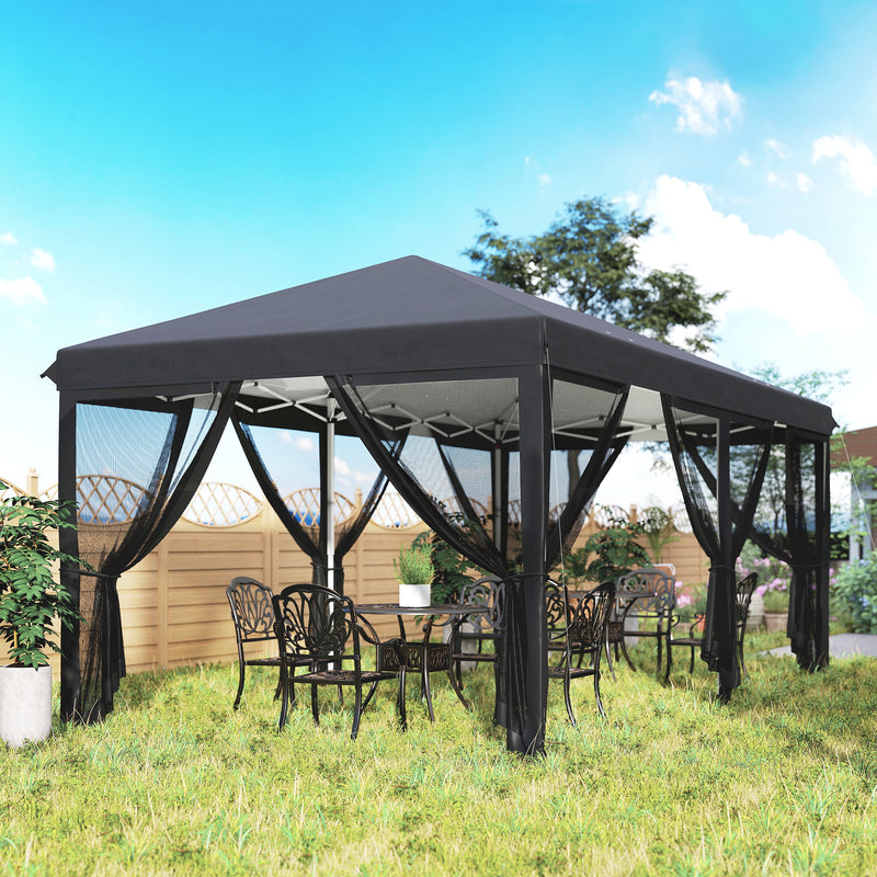 Black 3x6m Pop Up Garden Gazebo With Mesh Sidewalls and Carry Bag for Garden Parties by Outsunny