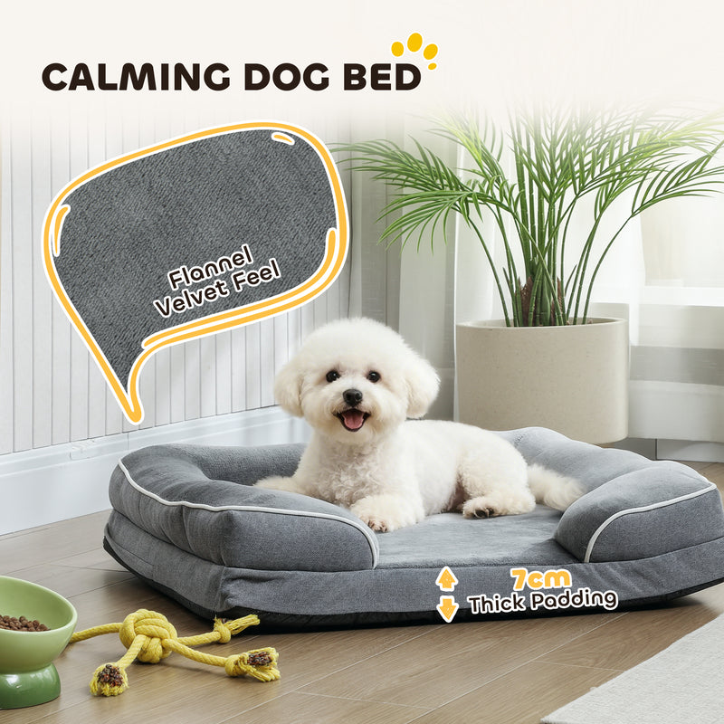 Raised Dog Sofa Bed With Removable Washable Cover Non Slip Base For Small Pets Grey AOSOM