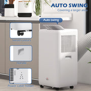 12000 BTU Portable Air Conditioner with Dehumidifier and Timer for Rooms Up to 35m² White