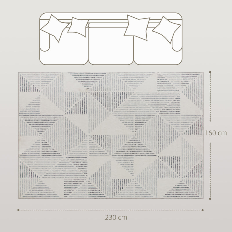 Large Geometric Area Rug Soft Washable Non Slip Carpet For Living Room Or Bedroom Grey