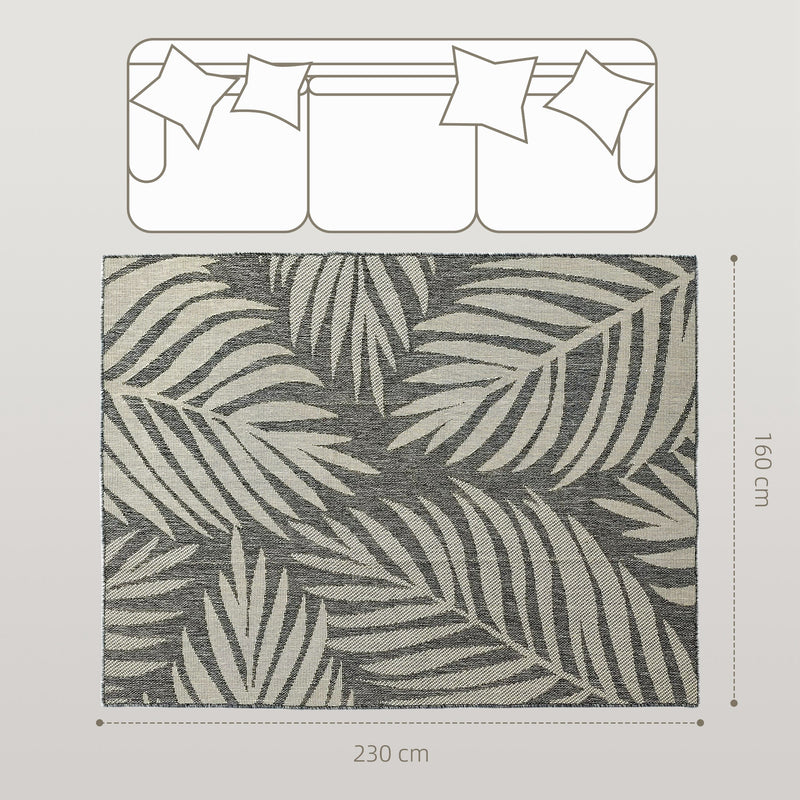 Machine Washable Indoor Outdoor Rug for Kitchen Patio or Garden 230 x 160 cm, Grey