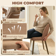 Dining Chairs with Padded Seat and Curved Backrest for Comfortable Family Meals Brown AOSOM