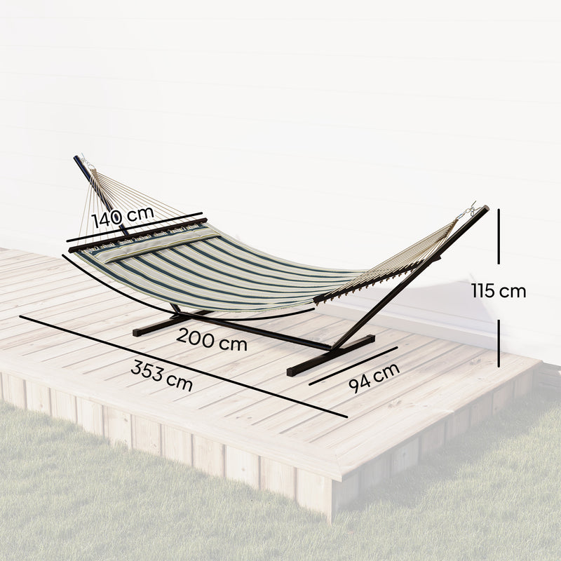 Garden Hammock with Stand for Easy Outdoor Relaxation and Lounging Striped Yellow Green