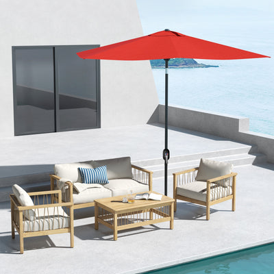 Wine Red Rectangular Garden Parasol 2 x 3m With Crank Tilt and Aluminium Pole by Outsunny