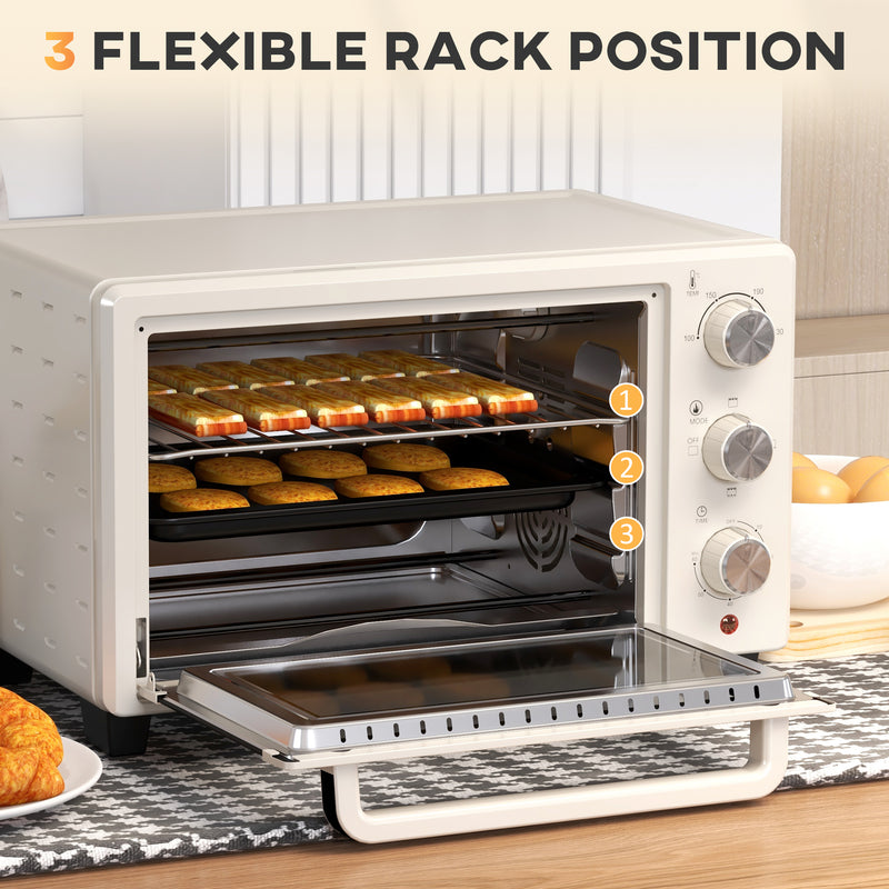 21L Mini Countertop Oven With Adjustable Temperature Ideal For Small Kitchens White