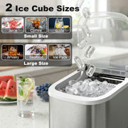 Portable Countertop Ice Maker | 12kg Daily | 2 Cube Sizes | Silver & Black Homcom