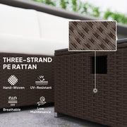 Five Piece Rattan Garden Sofa Set with Fire Pit Table and Footstool Brown