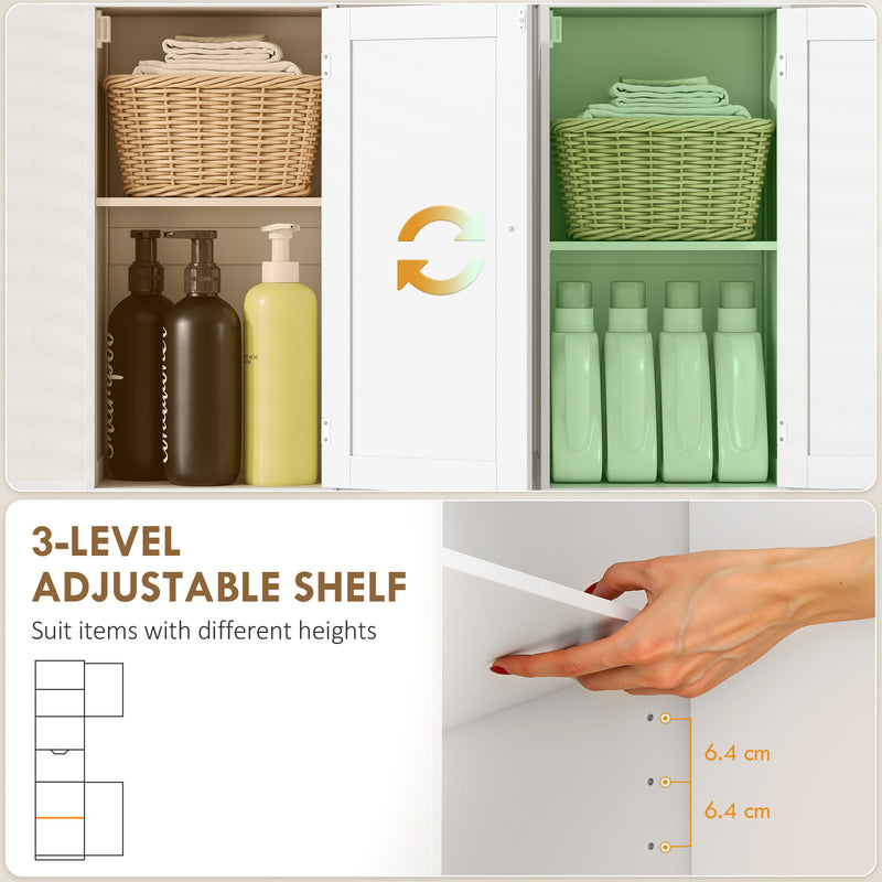 Slim Bathroom Storage Cabinet With Motion Sensor Lighting For Small Spaces White AOSOM