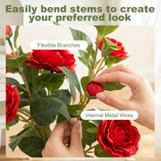 Artificial Camellia Plant for Lasting Indoor Colour with Realistic Red Blossoms Homcom