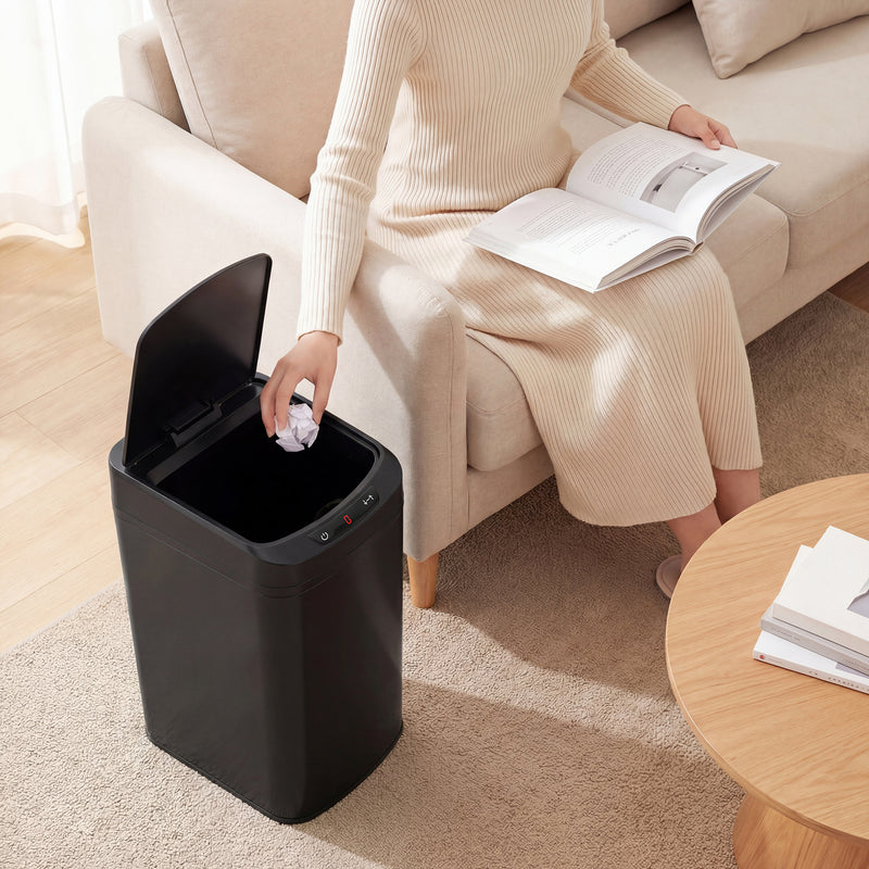 12L Motion Sensor Kitchen Bin with Touchless Opening and Steel Body, Black AOSOM