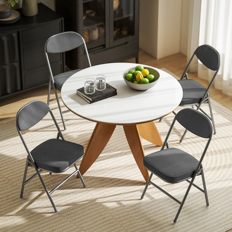 Folding Chairs Set of 4 Space Saving Padded Seats for Guests and Dining Dark Grey Homcom